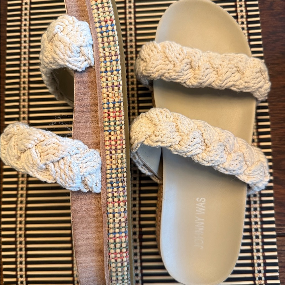 Johnny Was Cream Braided Rope Sandals!!